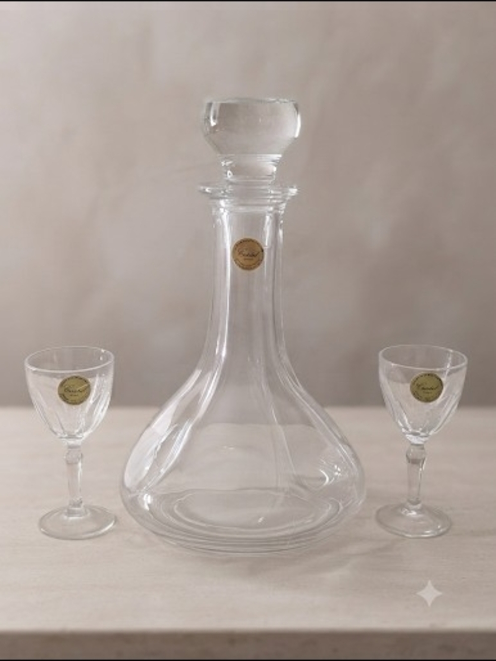 Vintage PS Fine Crystal Wine Decanter & 2 Glass Set - NIB